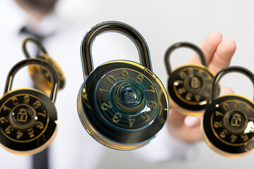 High-quality image of combination locks, representing digital security and data protection.