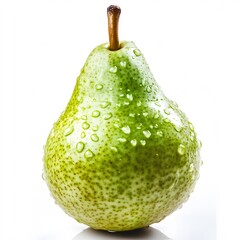 Juicy Green Pear with Water Droplets, Fresh Fruit Photography