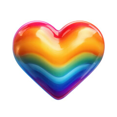 Pride Heart Icon: A vibrant, glossy heart radiates with the colors of the rainbow, symbolizing love, acceptance, and unity within the community, captured in a visually striking close-up.