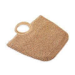 Stylish brown beach bag isolated on white