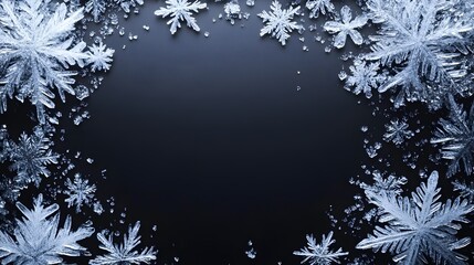 Stunning Snowflake Border on Dark Background Winter Holiday Design