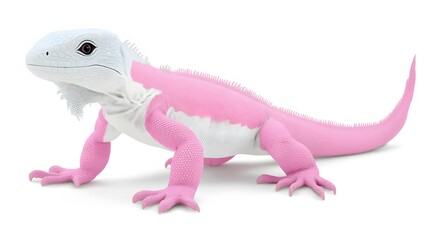 Pink and White Iguana Lizard Reptile Animal 3D Render