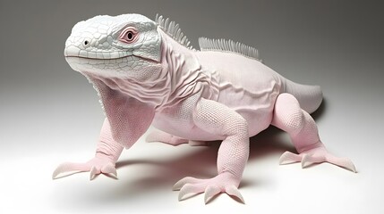 Albino Iguana Reptile Closeup Studio Shot