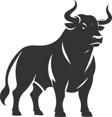 Big animal black bull vector silhouette isolated