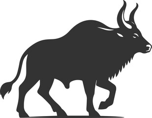 Big animal black bull vector silhouette isolated