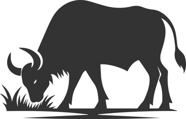 Big animal black bull vector silhouette isolated