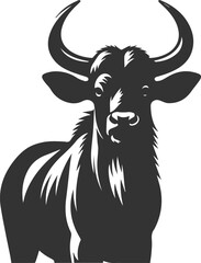 Big animal black bull vector silhouette isolated