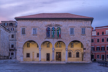 Pula City Hall showcases stunning architecture in Croatia during twilight hours