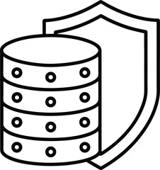 Vector of Database Protected by a Digital Firewall Cyber security vector Line art illustration