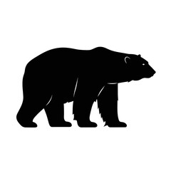 Fototapeta premium Silhouette of a bear walking on a white background