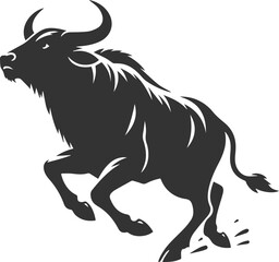Big animal black bull vector silhouette isolated