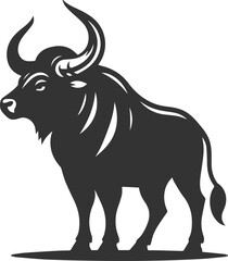 Big animal black bull vector silhouette isolated