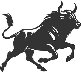 Big animal black bull vector silhouette isolated