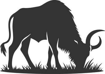 Big animal black bull vector silhouette isolated