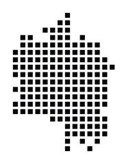 Fototapeta premium Symbol Map of the City Vicenza (Italy) showing the city with a pattern of just a few black squares