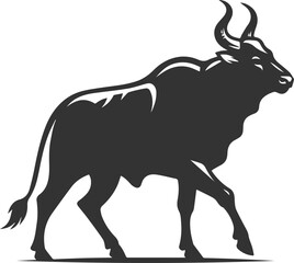 Big animal black bull vector silhouette isolated