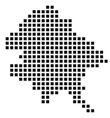 Symbol Map of the City Riga (Latvia) showing the city with a pattern of just a few black squares