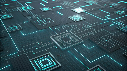Minimal highly detailed 4K abstract pattern formed by flowing algorithm code structures with faint glowing blocks and modular shapes in cyan and graphite gray tones on clean digital background for tec