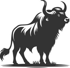 Big animal black bull vector silhouette isolated