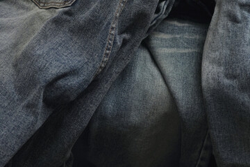 Jeans pants. A detailed stitching details of a blue denim jean.