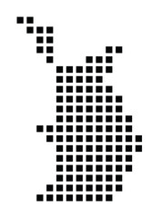 Symbol Map of the City Hilversum (Netherlands) showing the city with a pattern of just a few black squares