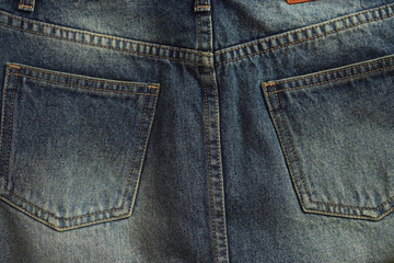 Jeans pants. back pocket of blue jeans, denim texture.