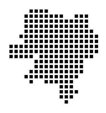 Symbol Map of the City Belchatow (Poland) showing the city with a pattern of just a few black squares