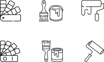 Minimalist Paint Tool Icons in Symmetrical Flat Design Layout
