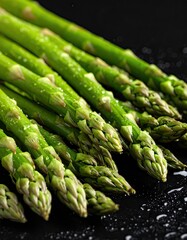 Closeup of Fresh asparagus with Water Droplets