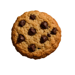 Rustic Chocolate Chip Cookie with Crunchy Edges and Soft Center, Perfectly Baked Treat for Simple Pleasures and Cozy Gatherings, Isolated Transparent background