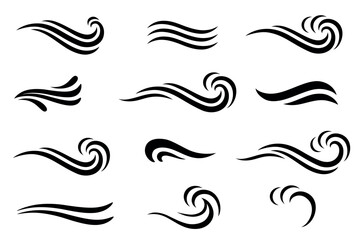 Waves water set icons, design elements