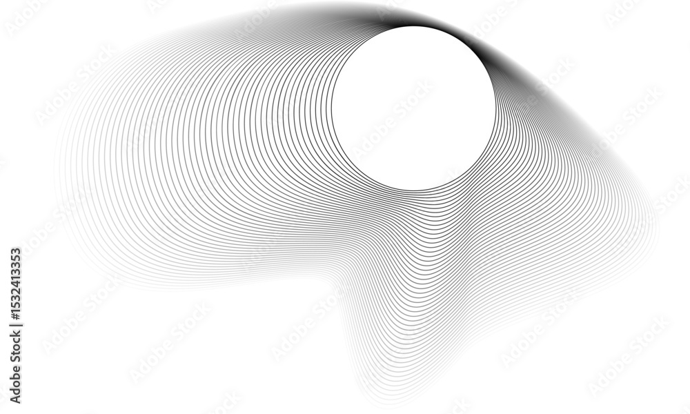 Poster circles lines wavy. geometric technology round shape. overlay transparent vector background