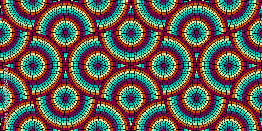 Aufkleber Seamless pattern with mosaic tiles, editable template. Ancient mosaic ceramic tile pattern. Vector illustration graphic mosaic