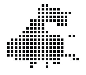 Symbol Map of the City Presov (Slovakia) showing the city with a pattern of just a few black squares