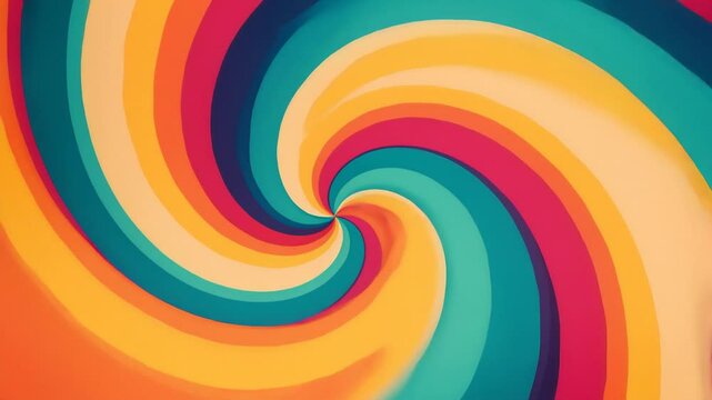 A vibrant retro spiral bursts with colorful bands, creating a dynamic and hypnotic visual that evokes energy and nostalgia