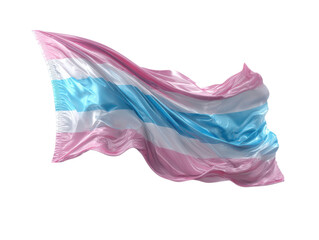 Transgender Flag Flowing: The transgender pride flag flutters gracefully in the wind, its pastel pink, blue, and stripes symbolize diversity, inclusion, and support.