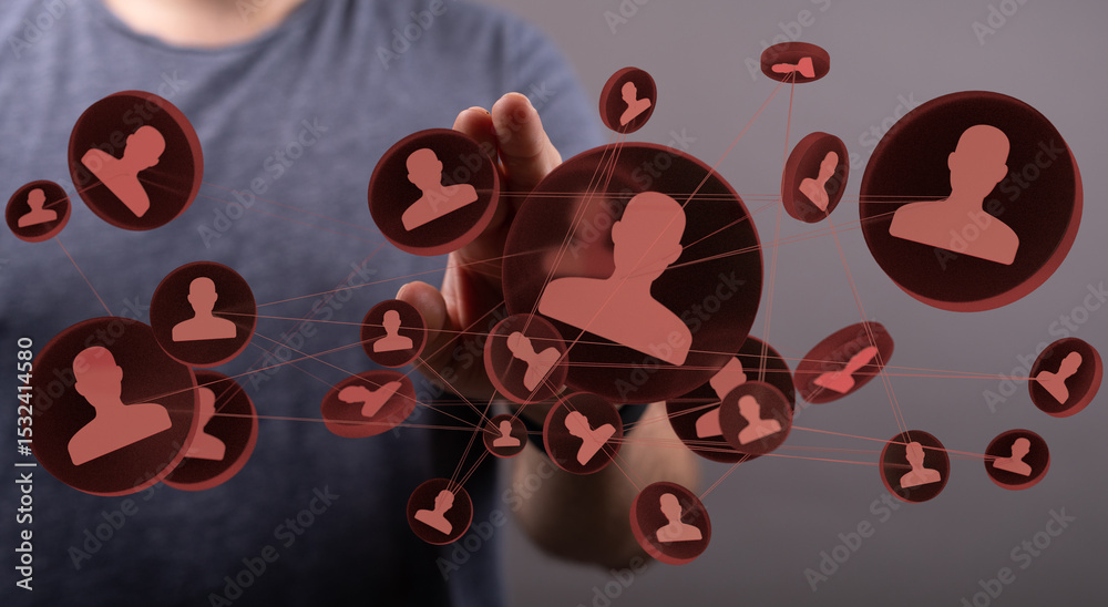 Poster abstract image depicting a network of interconnected individuals, symbolizing social connections and