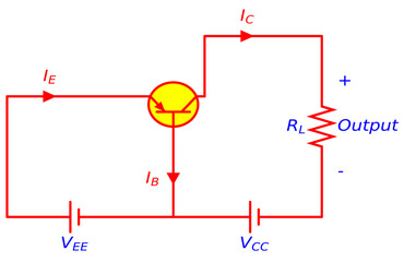 CB TRANSISTOR CONFIGURATION CIRCUIT DIAGRAM ILLUSTRATION FOR VARIOUS EDUCATIONAL PROJECTS 