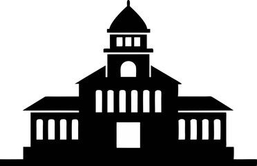 University Building Silhouette Vector Illustration