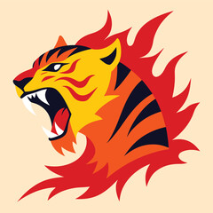 Tribal style wild animal head vector illustration with lion and tiger mascot designs