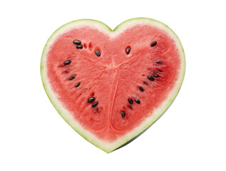 Heart-shaped watermelon half isolated on a transparent background png
