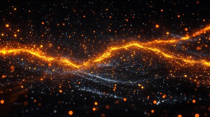 Obraz premium Abstract Glowing Particles Wave: A Digital Art Piece