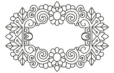 Flower Border Design with Black and White Ornament Details