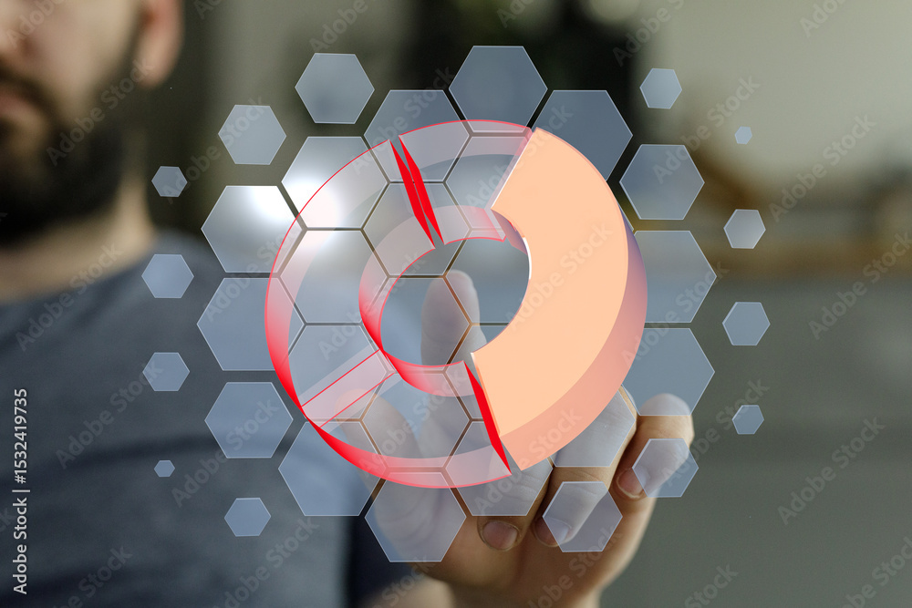 Poster Modern business analytics dashboard.  Interactive data visualization with pie chart.