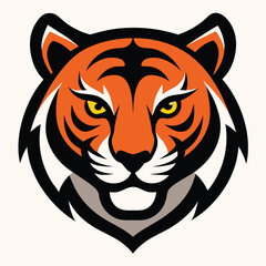 Striped tiger head vector illustration for wild animal design