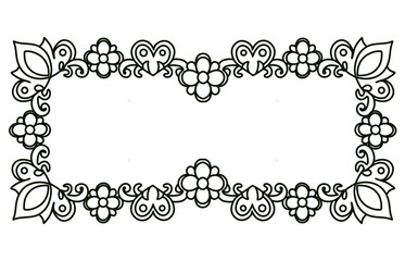 Flower Border Design with Black and White Ornament Details