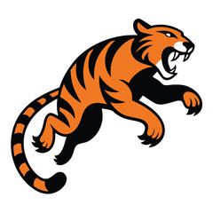 Cartoon tiger vector illustration, isolated wild animal cub with black stripes, perfect for nature and safari art