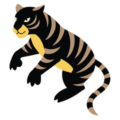Cartoon tiger vector illustration with orange stripes on a white background, perfect for a cute jungle animal mascot