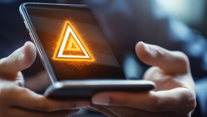 Notification errors during smartphone service maintenance and remote work by phone connection are now indicated by a warning sign showing a hand holding a triangle in the latest mobile update