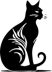 black tribal cat  vector illustration